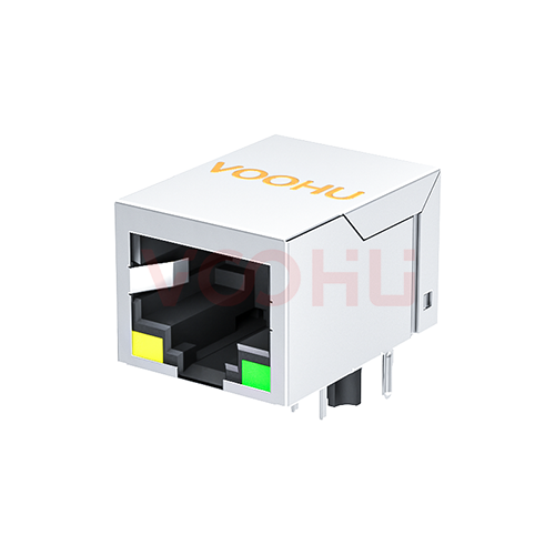 SYT111Q106AB1A1D  90&deg; 侧面插入 1*1 开口朝下 100/1000BASE 带屏蔽 DIP RJ45