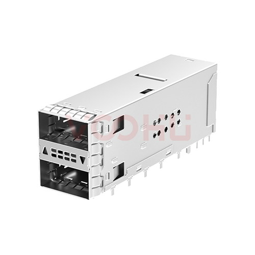 WH81161Y21211 100G 2 x 1 压接 带散热片 镀金30U&rdquo; 镀镍50U&rdquo; QSFP28光纤笼子