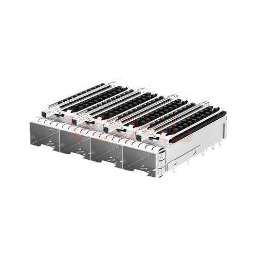 WH394T219D7S32 1X4 25G Press Fit 带导光柱 带散热片 SFP28光纤笼子