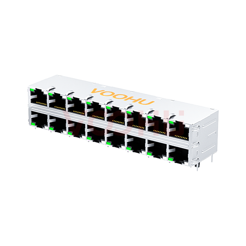 WH59G8288623C12  90&deg;  2*8  100/1000M LED（G/GO）RJ45网络接口