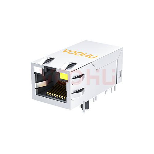 SYT411Q117DF5A1DP  90&deg; 侧面插入 1*1 开口朝上 100/1000BASE GO/Y 带弹 RJ45