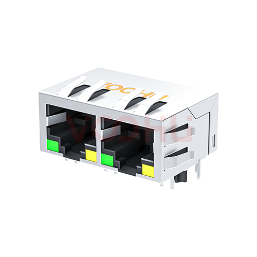 SYT112Q180DB2A1D3 90&deg; 侧面插入 1*2 开口朝下 1000BASE LED G/Y DIP RJ45